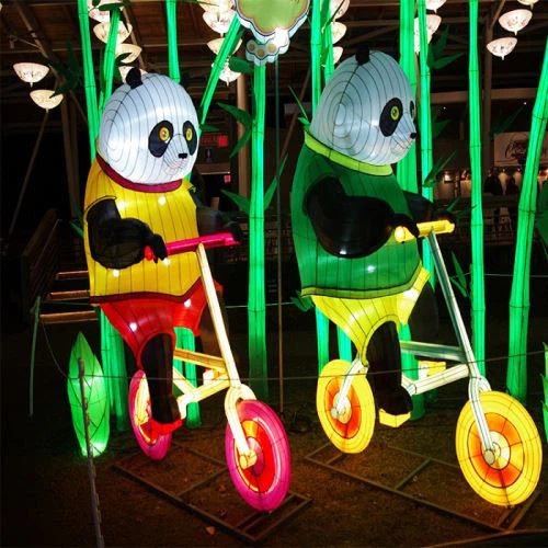 פנס חגיגת פנדה מבד בעלי חיים סיני